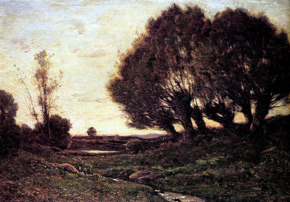  Henri Harpignies A Wooded Landscape With A Stream - Art Print