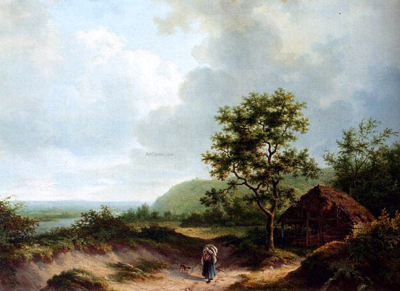  Alexander Joseph Daiwaille A Wooded River Landscape - Art Print
