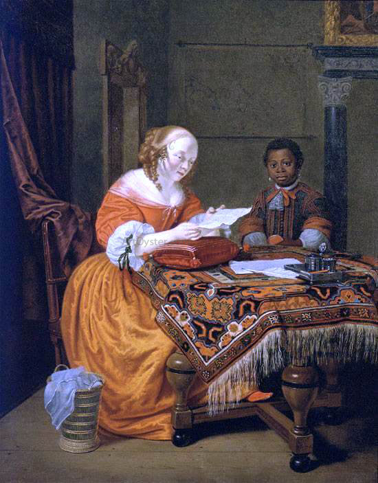  Michiel Van Musscher Young Girl at a Table - Art Print