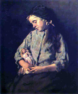  Lawrence Carmichael Earle A Young Girl with Her Doll - Art Print