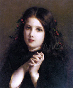  Etienne Adolphe Piot A Young Girl with Holly Berries in her Hair - Art Print