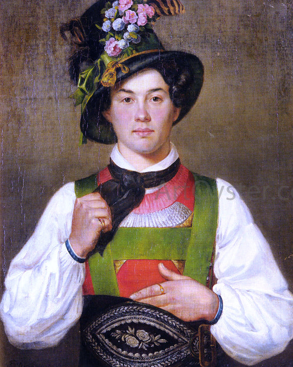  Franz Von Defregger A Young Man In Tyrolean Costume - Art Print
