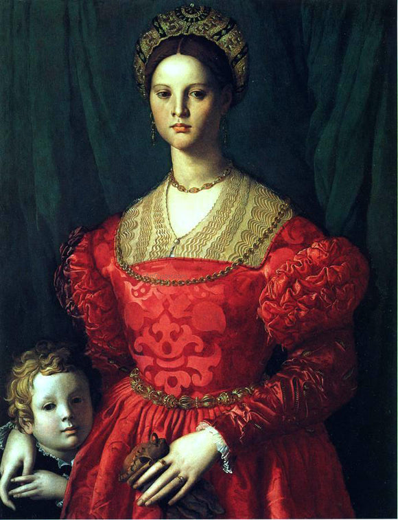  Agnolo Bronzino A Young Woman and her Little Boy - Art Print