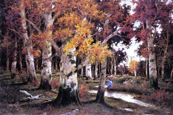  Adolf Kaufmann A Young Woman by a Forest Stream - Art Print