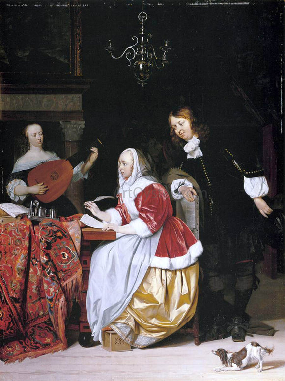  Gabriel Metsu A Young Woman Composing Music - Art Print