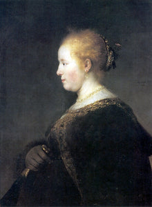  Rembrandt Van Rijn A Young Woman in Profile with a Fan - Art Print