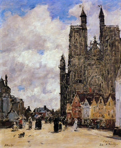  Eugene-Louis Boudin Abbeville, Street and the Church of Saint-Folfran - Art Print