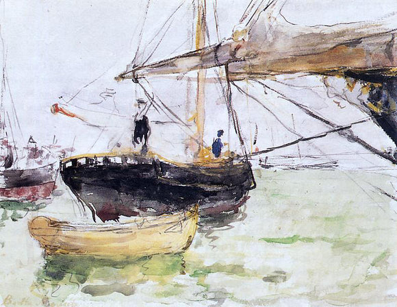  Berthe Morisot Aboard a Yacht - Art Print