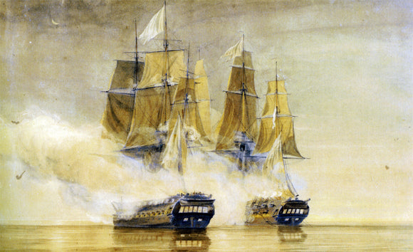  Thomas Whitcombe Action between HMS Amethyst and the French frigate Thetis - Art Print