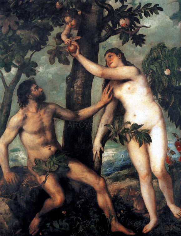  Titian Adam and Eve - Art Print