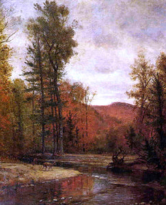  Thomas Worthington Whittredge Adirondack Woodland with Two Deer - Art Print