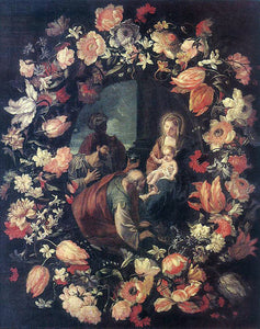  Carlo Maratti Adoration of the Magi (in Garland) - Art Print