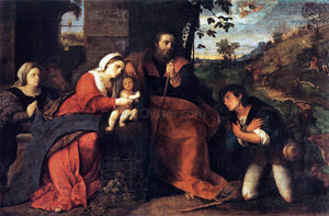  Palma Vecchio Adoration of the Shepherds with a Donor - Art Print
