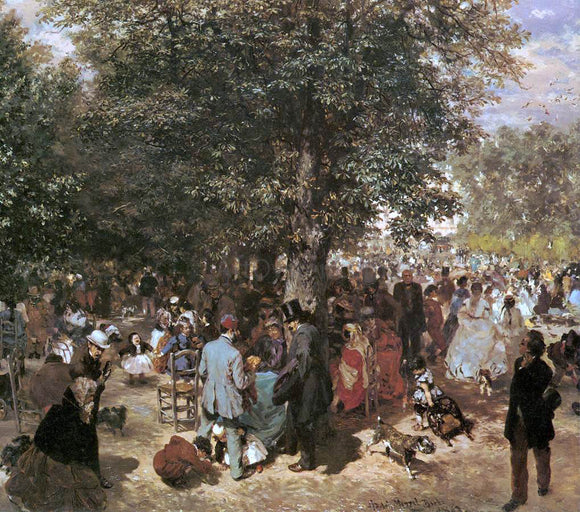  Adolph Von Menzel Afternoon at the Tuileries Garden - Art Print