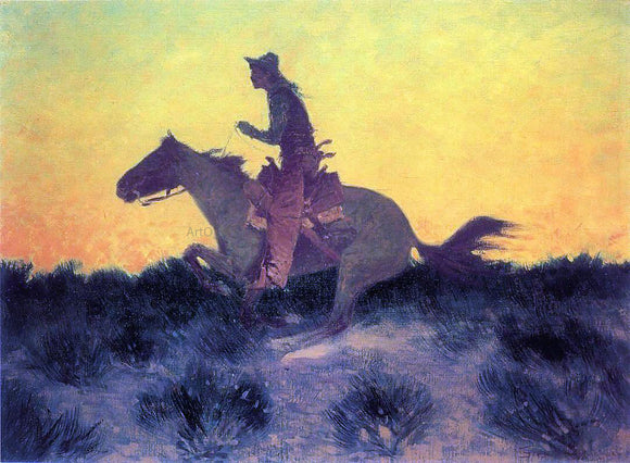  Frederic Remington Against the Sunset - Art Print