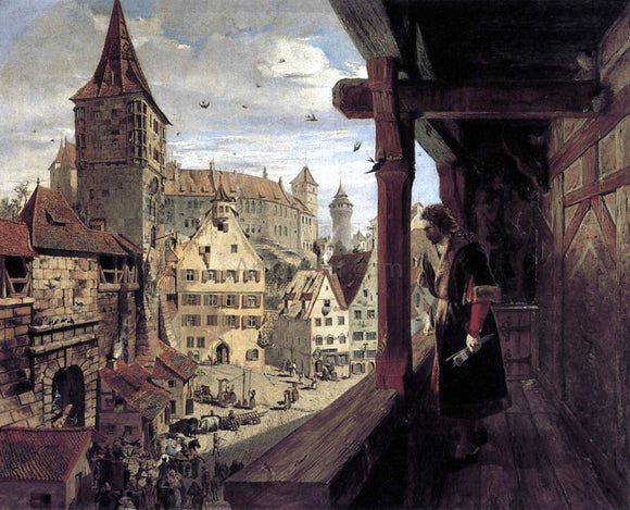  William Bell Scott Albrecht Durer on the Balcony of his House - Art Print