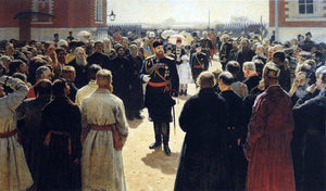  Ilia Efimovich Repin Aleksander III receiving rural district elders in the yard of Petrovsky Palace in Moscow. - Art Print