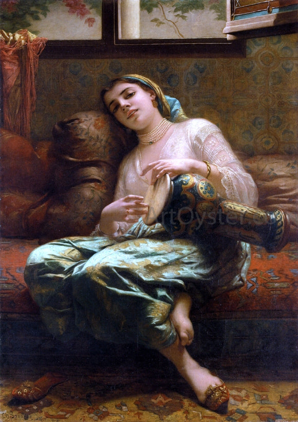  Charles Zacherie Landelle Algerian Woman Playing a Darbouka - Art Print