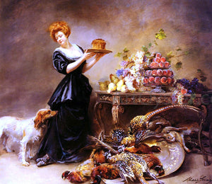  Madeleine Jeanne Lemaire Allegorie De L'Automne: La Duchesse De Gramont Presente Un Etalage De Fruits Et De Giber - Art Print