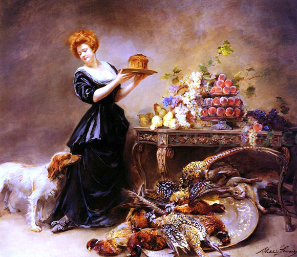  Madeleine Jeanne Lemaire Allegorie De L'Automne: La Duchesse De Gramont Presente Un Etalage De Fruits Et De Giber - Art Print