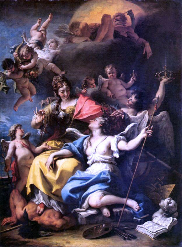  Sebastiano Ricci Allegory of France as Minerva is Triumphing over Ignorance and Crowning the Virtue - Art Print