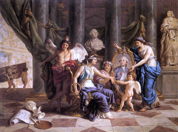  Jean-Jacques Lagrenee Allegory on the Installation of the Museum in the Grande Galerie of the Louvre - Art Print