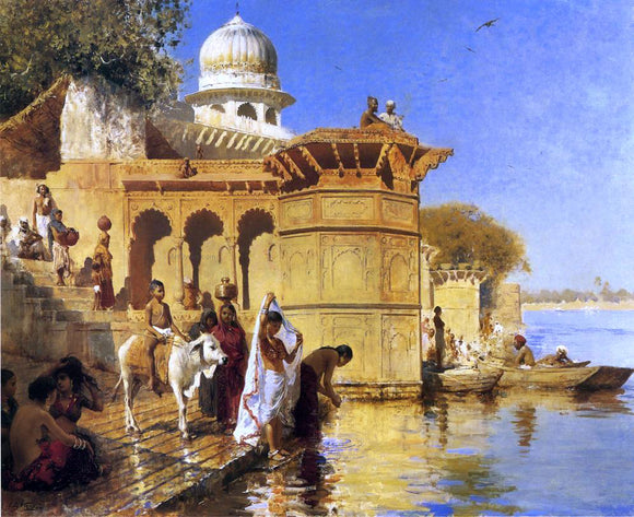  Edwin Lord Weeks Along the Ghats, Mathura - Art Print