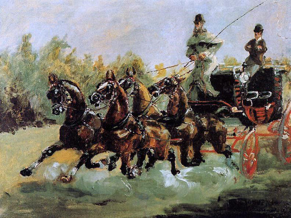 Henri De Toulouse-Lautrec Alphonse de Toulouse-Lautrec Driving His Four-in-Hand - Art Print