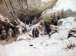  Carl Blechen Alpine Pass in Winter with Monks - Art Print
