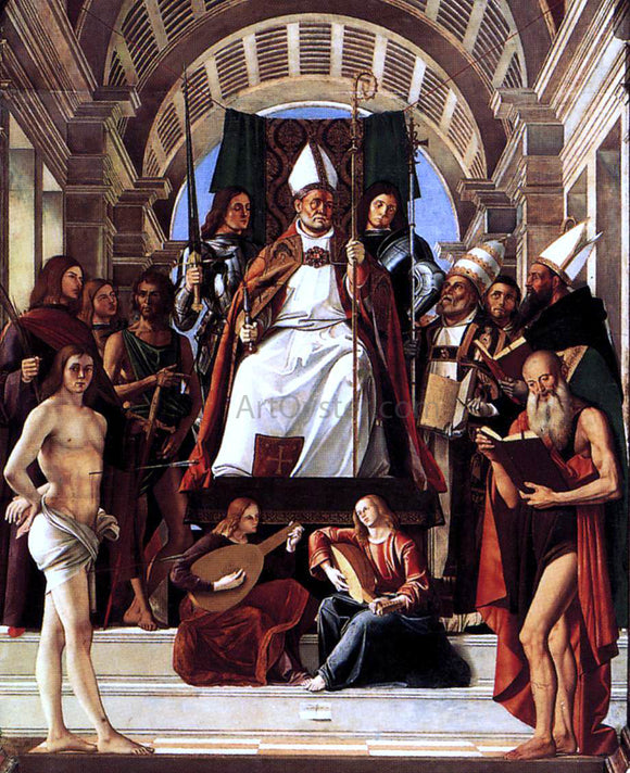  Alvise Vivarini Altarpiece of St Ambrose (detail) - Art Print