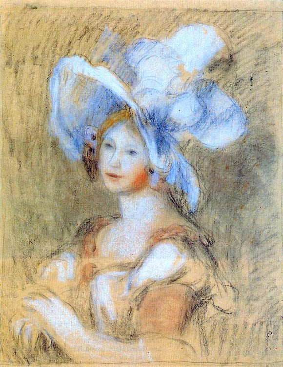  Pierre Auguste Renoir Amelie Dieterie in a White Hat - Art Print