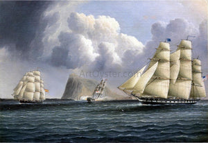  James E Buttersworth American Frigate off Gibralter Flying a Commodore's Pennant - Art Print