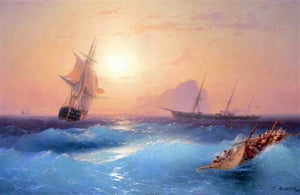  Ivan Constantinovich Aivazovsky American shipping off the Rock of Gibraltar - Art Print