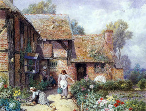  Myles Birket Foster An Afternoon in the Garden - Art Print
