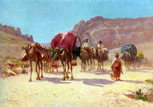  Alexis Auguste Delahogue An Algerian Caravan - Art Print