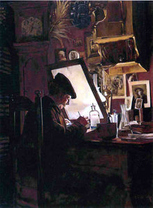  Charles Frederic Ulrich An Amateur Etcher (also known as An Etcher in His Studio) - Art Print