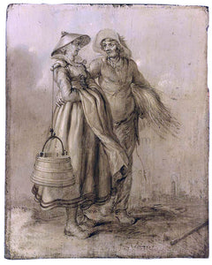  Adriaen Pietersz Van de Venne An Amorous Peasant Couple Conversing - Art Print