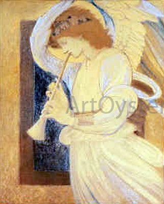  Sir Edward Burne-Jones An Angel Playing a Flageolet - Art Print