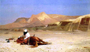  Jean-Leon Gerome An Arab and His Horse in the Desert - Art Print