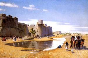  Jean-Leon Gerome An Arab Caravan Outside a Fortified Town, Egypt - Art Print