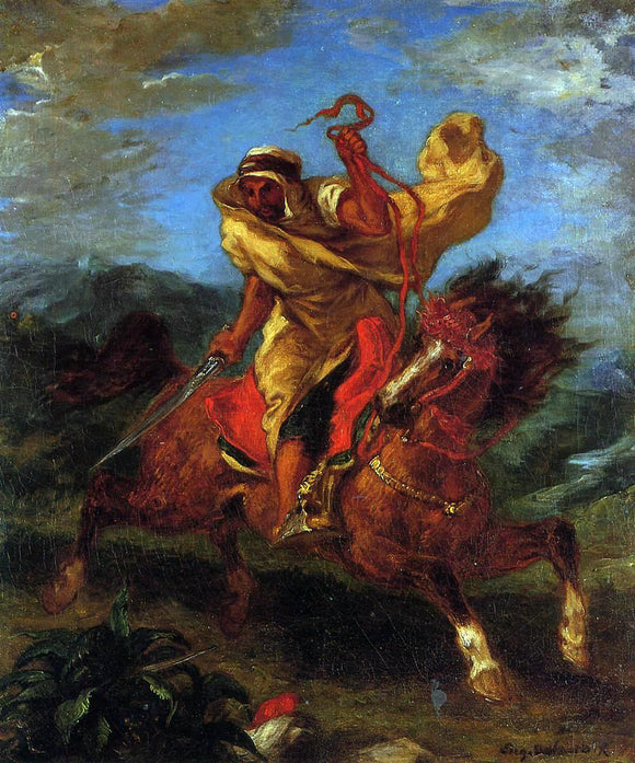  Eugene Delacroix An Arab Horseman at the Gallop - Art Print