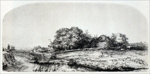  Rembrandt Van Rijn The Arched Landscape with a Flock of Sheep - Art Print