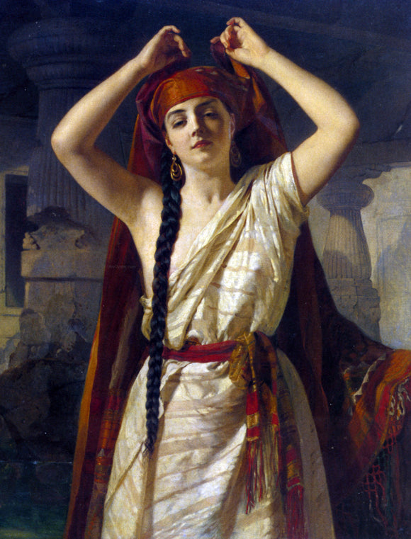 Henri-Guillaume Schlesinger An Egyptian Girl Preparing for the Bath - Art Print
