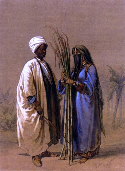  Count Amadeo Preziosi Egyptian Man and His Wife - Art Print