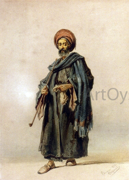  Count Amadeo Preziosi Egyptian Man with a Pipe - Art Print