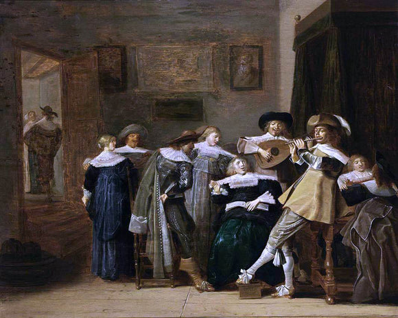 Dirck Hals An Elegant Company Playing Music - Art Print