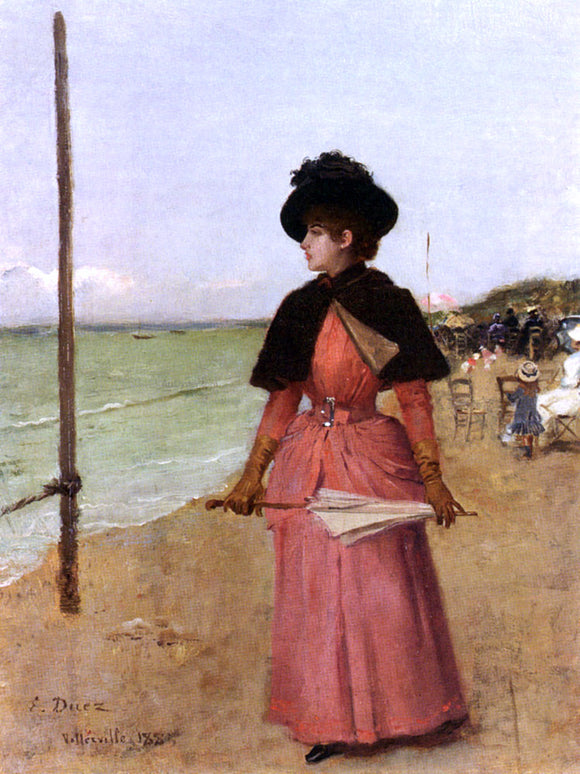  Ernest Ange Duez An Elegant Lady On The Beach - Art Print