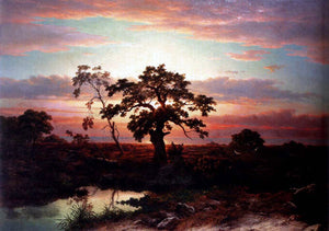  Louwrens Hanedoes An Oak In An Extensive Coastal Landscape At Dusk Near Le Havre - Art Print