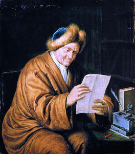  Willem Van Mieris An Old Man Reading - Art Print