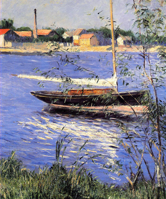  Gustave Caillebotte Anchored Boat on the Seine at Argenteuil - Art Print
